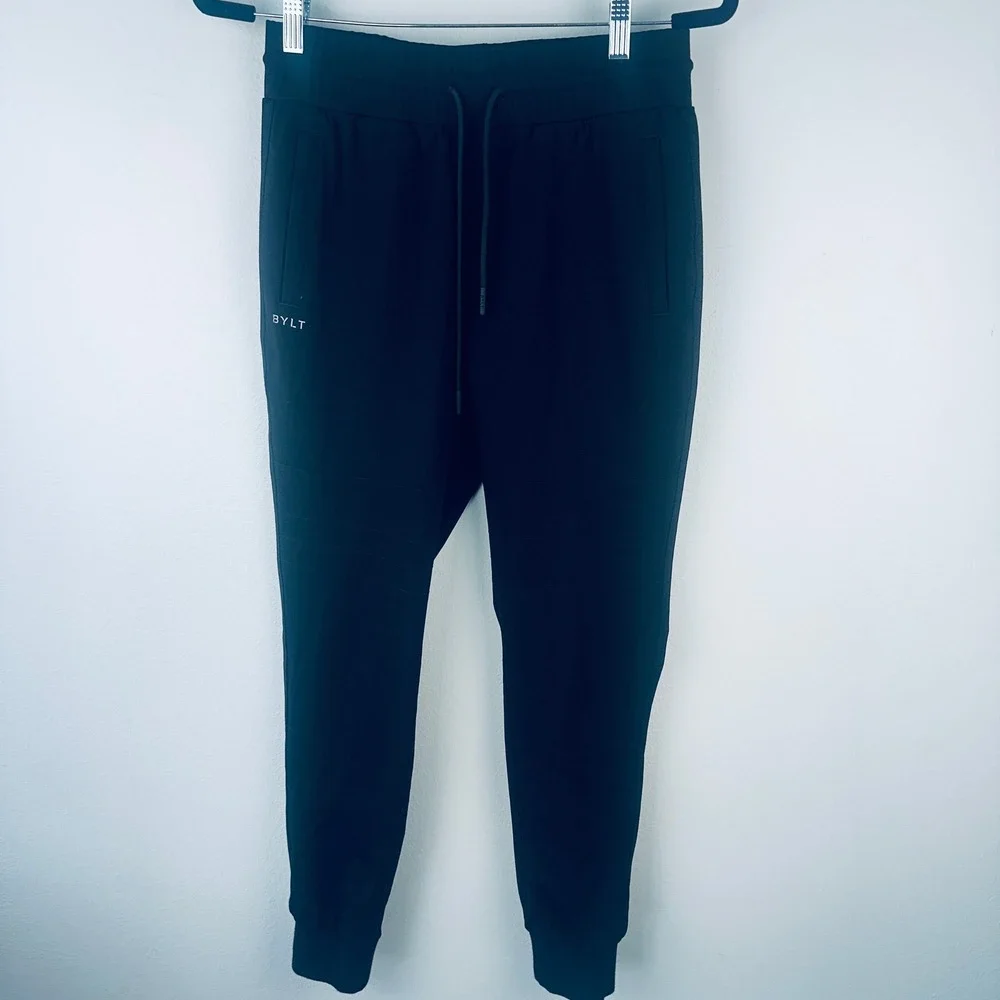 BYLT Premium Basics Everyday Joggers Black Slim Fit Athletic Pants Mens Small